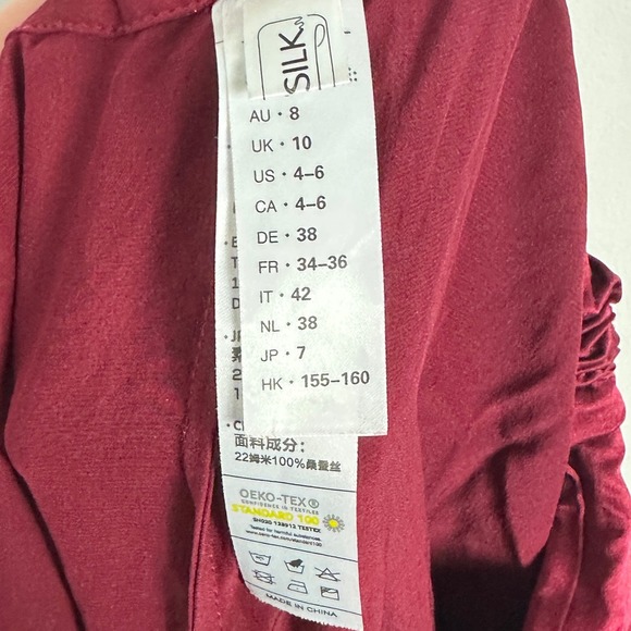 LilySilk 100% Silk Mulberry Pure Womens Wide Leg Pants Burgundy Womens Small S - Picture 7 of 15